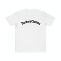 White t-shirt with BuckeryClothes brand print