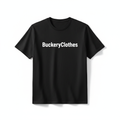 Black t-shirt with BuckeryClothes brand printed on the front